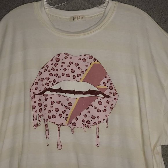 Wst Cst Womens Crop Top White Yellow Stripe Short Sleeve Stretch Pullover S New - Picture 9 of 9